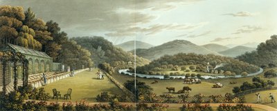 Vista generale dai fronti sud ed est del cottage a Endsleigh, Devon, da 